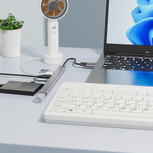 Image of BERLAT 7 Port USB Hub, Aluminium USB 3.0 & 2.0 Combo Hub - 1x USB 3.0 + 6X USB 2.0, Ultra Slim Portable Data Expander for Laptop, PC, MacBook, iMac, Mac mini, Surface Pro