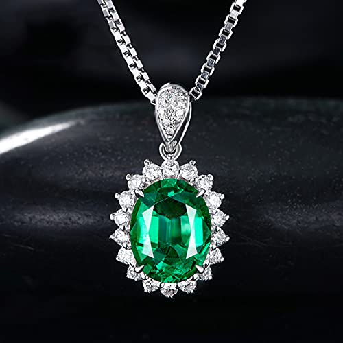 Collier émeraude or blanc anti ternissement bijou brillant durable