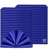 60 Pack Satin Napkins Satin Soft Dinner Napkins Square Table Napkins Washable Oversized Hemmed Ta...