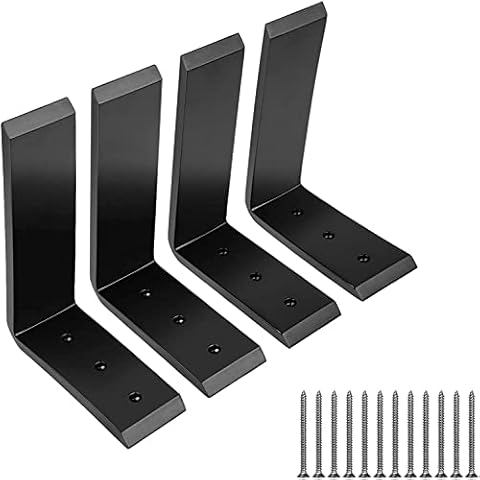 LuckIn Countertop Support Bracket 6 x 8 Inch, Heavy Duty Metal Corbels for Bar Top, Granite/Concrete/Wood Countertops, Up to 600lbs, Matt Black, 4-Pack Cover