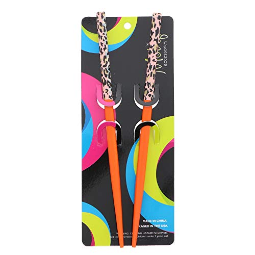 Palillos de pelo de madera con estampado animal naranja para moños 3