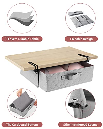 Bruinagora Closet Organizers And Storage, Closet Pullout Drawer, Under Shelf Storage Organizer, Adjustable Clips For Underwear, Bra, Lingerie, Panties, Undies, Grey/2 Pack #TOP4