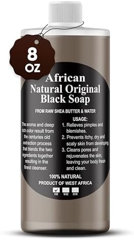 HERBOGANIC African Black Soap Liquid, Natural Liquid Soap From Ghana, Face & Body Wash Supports Moisturizing,Dry Skin, Scars and Dark Spots (8 fl oz)…