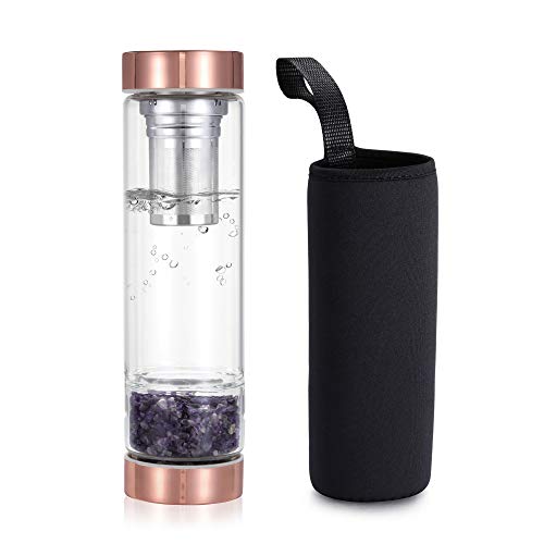 Yoption Crystal Water Bottle, Natural Amethyst...