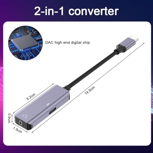 Image of Verilux 2 in 1 Type C to USB Adapter with 3.5mm Jack, PD 30W Type C Cable Fast Charging, Support Charging and Calling to Work at The Same Time Compatible with iPhone 16 /15, Galaxy S25 /S24 /S23