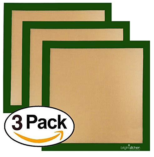 Set Of 3 - 14" X 14" -Silicone Re-Usable Non-Stick Ultra Premium Dehydrator Sheets Compatible With Excalibur Silpat Tray Liner Flex Fruit Leather Roll Up Jerky Oven Baking Mat #TOP2