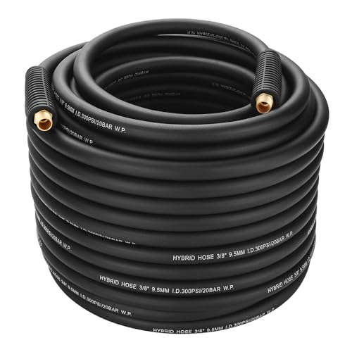 Txecpro Hybrid Air Hose 3/8-Inch by 100-Feet Heavy Duty Air Compressor Hose Lightweight Kink Resistant Flexible In Extreme Cold Weather Excellent UV Oil and Abrasion Resistant 300 PSI
