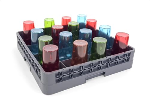 Commercial Glass Rack | 16 Compartment | Dishwasher Safe | Restaurant Grade Storage | Commercial Dishwasher Rack | Gray