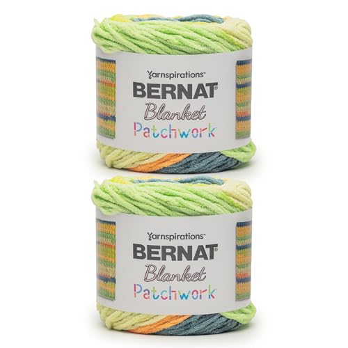 Image of Bernat Blanket Patchwork Yarn for Crocheting Soft, Citrus Stack, 2-Pack