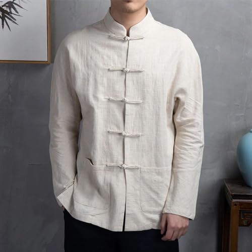 Casaco masculino outono manga longa chinês tradicional Kung Fu Tai Chi casaco tang terno camisa de l