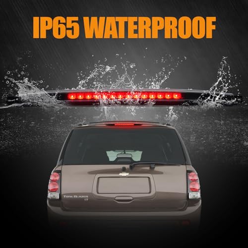 Image of Third 3rd Brake Light LED for 2002-2009 Chevy Trailblazer GMC Envoy, High Mount Rear Brake Lights Assembly for 04-07 Buick Rainier, Waterproof Center Cab Lamp Stop Light (Black)