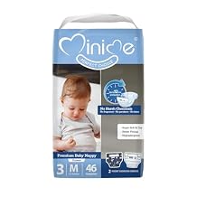 Minime Baby Diapers - Size 3 13-24 lbs, Medium, 46 Count, Premium Ultra Soft Disposable Baby Diapers, Hypoallergenic, Fragrance Free