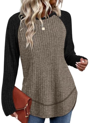 Image of WIHOLL Long Sleeve Shirts for Women Fall Sweaters Lightweight Trendy Tops