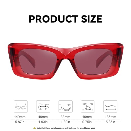 Retro Narrow Polarized Cat Eye Sunglasses for Women 90s Vintage Trendy Sun Glasses FZN8124