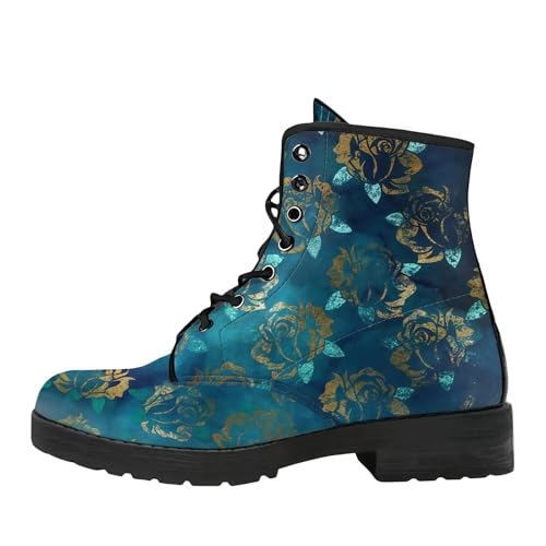 Bottes courtes femmes imprimées à lacets talon gros pour l'automne hiver