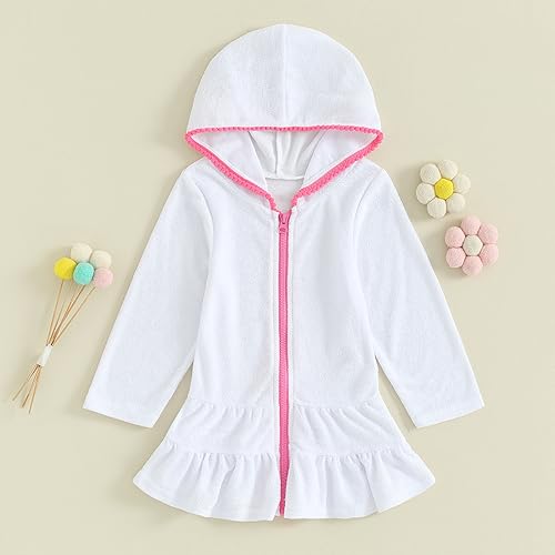 Mubineo Toddler Girl Long Sleeve Swimsuit Beach Dress Cute Cover Ups Ruffle Bathing Suit Cover Up Kimono Kids Swimwear3