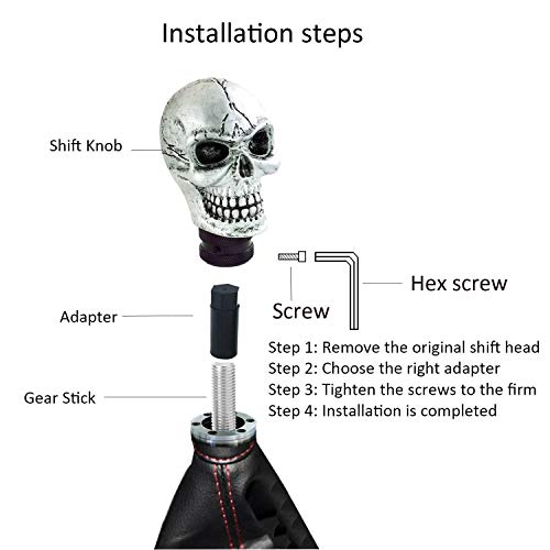 Bashineng Skull Shifter Knob Gear Shift Stick Handle Transmissions Shifting Lever Fit Most Manual Automatic Car Truck Suv (Silver) #TOP3