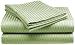 Crystal Trading 4-Piece Bed Sheet Set - Dobby Stripe - 100% Cotton Sateen - 300 Thread Count (Queen, Sage)