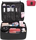 💗BOLSA DE MAQUILLAJE MULTIFUNCIONAL: con gran capacidad, esta bolsa de cosméticos puede guardar su maquillaje y tipos de herramientas y llevarla para viajar o salir, también se puede usar para múltiples propósitos, como almacenamiento de joyas, accesorios electrónicos, cámara, aceite esenciales, artículos de tocador, kits de afeitado, objetos de valor, etc.