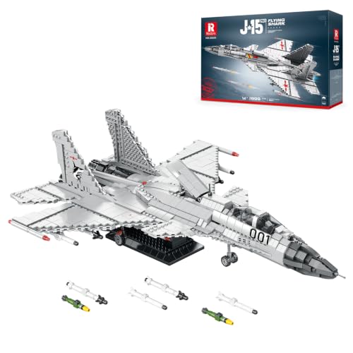 Reobrix J-15 Ensemble de construction d'avion de chasse pour adultes, modèle 33023, avion militaire militaire de collection, jouets cadeaux pour les fans d'aviation, garçons et filles de 14 ans et