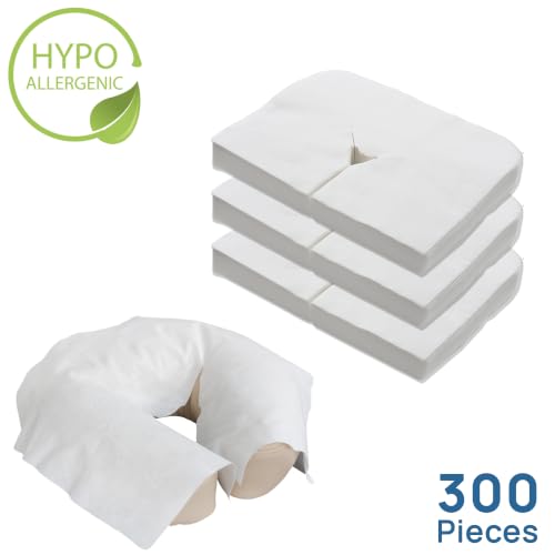 Image of EARTHLITE Flat Disposable Face Cradle and Headrest Covers, 300-Pack, Medical-Grade, Ultra Soft, Luxurious, Non-Sticking for Massage Tables & Chairs, White