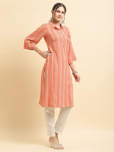 Image of Shree Women Liva (Rayon) White Floral Print Kurta