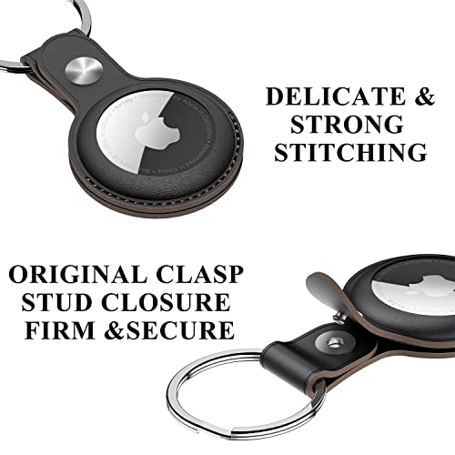 Genuine Leather AirTag Keyring Holder for Apple AirTags. Anti-Lost - Image 4