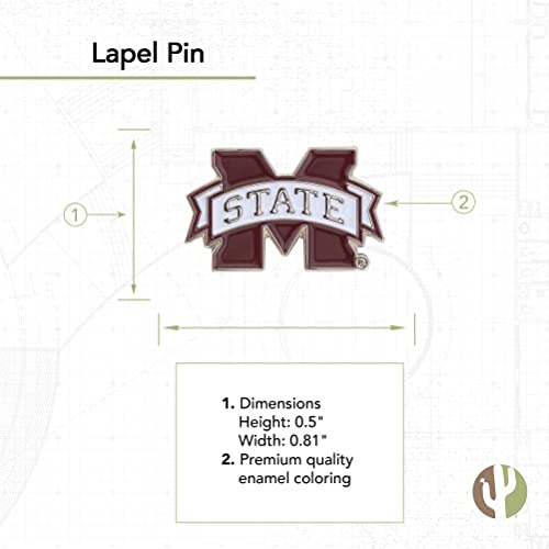 Image of Desert Cactus Mississippi State University Lapel Pin MSST Bulldogs Made of Metal for Formal Wear, Bag and Hat Jewelry, and Tie Tack