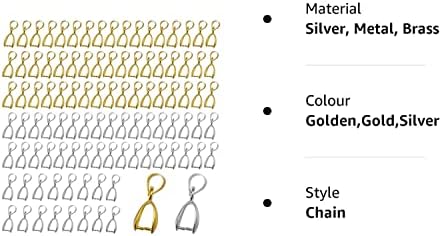 Pinch Bails 100 Pcs Pendant Clasp, Metal Pinch Clip Bail Clasp,Silver Golden Brass Pinch Bail for DIY Jewellery Making ,Pendant Making,Loop Connector Anklet (15 x 6.5 mm)