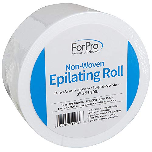 ForPro Non-Woven Epilating Roll for Body and Facial Hair Removal, Tear-Resistant, Lint-Free, 3â x 55 Yards, White
