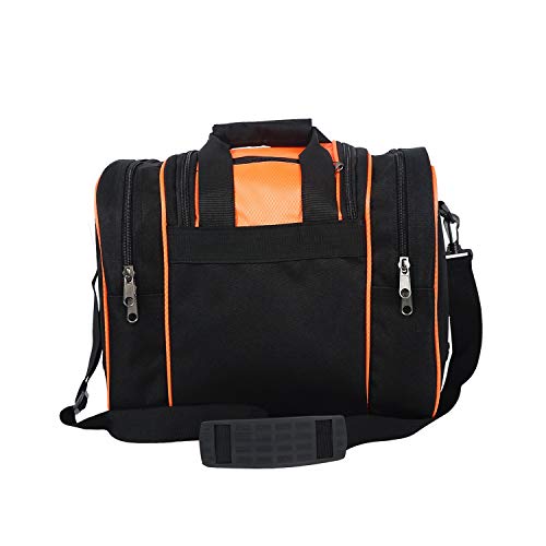 Papazau Bowling Bag For Single Ball - Single Ball Tote Bag With Padded Ball Holder - Fits A Single Pair Of Bowling Shoes Up To Mens Size 14 (Black/Orange) #TOP2