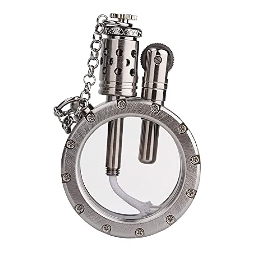 Vintage Antique Lighter With Creative Transparent Bottle Design, Cool Steampunk Kerosene Lighter, Grinding Wheel Ignition Lighter Unique Birthday Gifts For Men Dad Husband (Silver) #TOP3