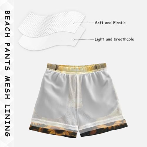 Boys Swim Trunks Sunflower Highland Cow Sun Toddler Swim Shorts Beach Board Shorts Swimsuit4