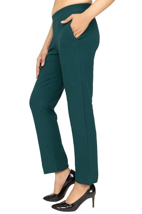Image of Mlada All Day Cotton Track Pants for Women with 3 Zip Pockets | Regular Fit Mid Rise Track Pants with Stretchable Elastic Waist and Interlock Seams to Prevent Chafing