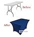 TEKTRUM 4 FT LONG RECTANGULAR STRETCH TABLECLOTH DJ JACKET COVER FOR TRADE SHOW - PREMIUM FABRIC - BLUE COLOR