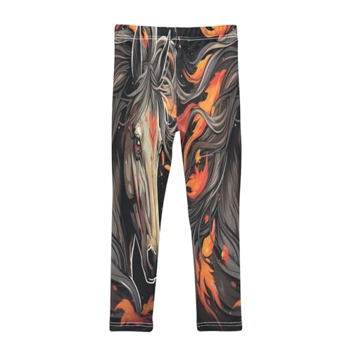 Toddler Girls Leggings Printed Yoga Pants Leggings Fire Brown Horse for Kids2