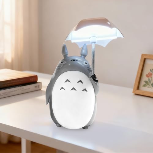 Wxeadu Anime LED Night Light USB Rechargeable Kids Lamp Adorable Night Light with Umbrella Classic Anime Lamp for Table Decoration Gift Bedroom Kids (White Belly)