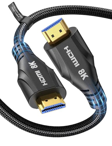 Cratree Długi kabel HDMI 2.1, 8K, 60 Hz, ultra szybki kabel HDMI 4K 120 Hz, pleciony, 48 Gb/s, HDCP 2.2 i 2.3, eARC, kompatybilny z telewizorem, projektorem, monitorem i innymi