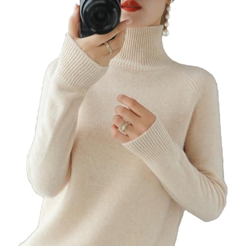 DYJAGYO Jersey Cuello Redondo Mujer,Jersey Cuello Redondo Cashmere,Jersey Cuello Redondo Cashmere,Jersey Cuello Redondo Cashmere Mujer (Large,Beige)
