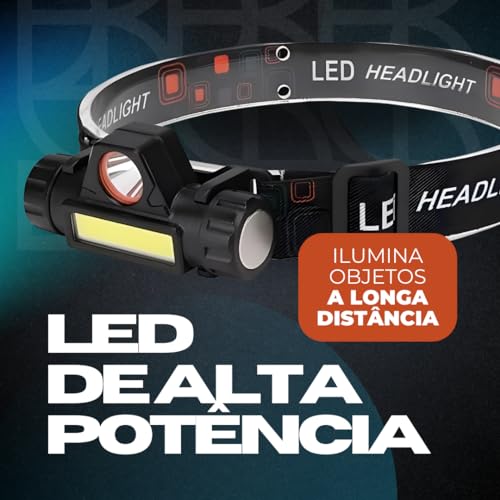 Lanterna De Cabeça Led Potente Recarregável e À Prova D'Água Para Uso em Mecânica Ciclismo Caminhad
