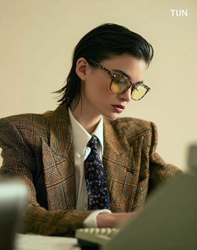 Image of TIJN Gaming Glasses Blue Light Blocking Glasses for Women Men Nerd Eyeglasses Screen Fatigue Anti UV Glare (Leopard(Gaming Glasses))