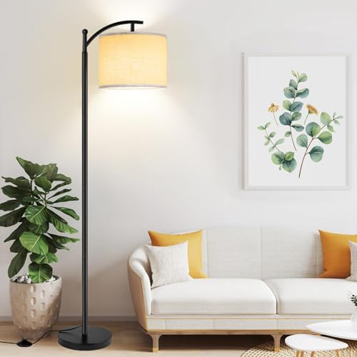 Sumkyle Floor lamp for Living Room, Long Floor Lamp with Beige Linen ...