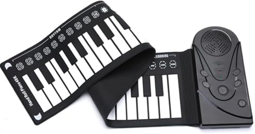 Citybabyロールピアノ49キーピアノ折り畳み簡単操作子供持ち運び多機能折りたたみ可能USB充電式手巻き電子16種類音色10リズム6デモ曲アップ練習おもちゃ子供 (A)