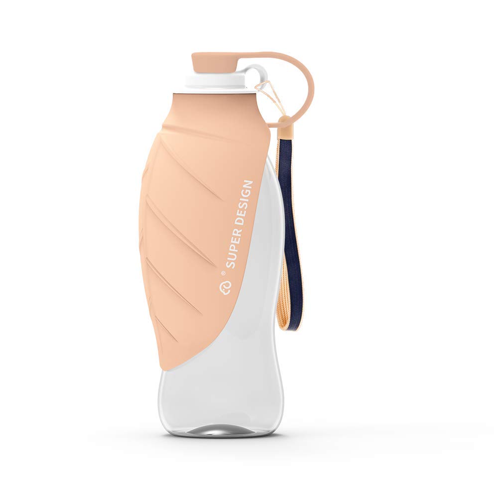 Botella de Agua portátil de Viaje para Perros, Tapa Plegable como Cuenco, Botella de Agua de Silicona para Perros, Exterior, 580 ml (Naranja)