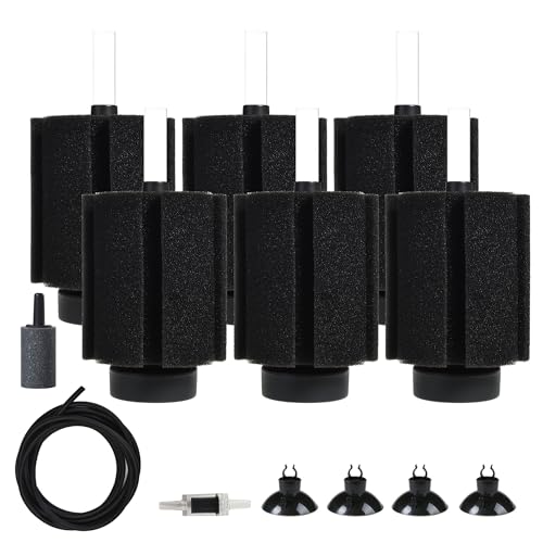 Image of ALEGI Aquarium Sponge Filter 40 Gallon,Quiet Sponge Filter with Air Stone for Betta Fry Shrimp and Small Fish (6 pcs)