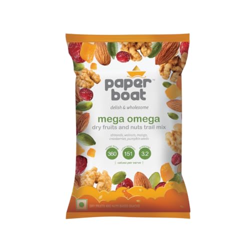 Image of Paper Boat Mega Omega Dry Fruits Mix, Premium Trail Mix with Omega 3 | Healthy Mixed Nuts with Almonds | Walnuts | Cranberry | Pumpkin Seeds (Pack of 20, 30g each)