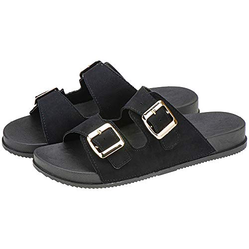 Sandália Feminina Birken Rasteira Confort Macia Eleganteria Tamanho:35;Cor:Preto