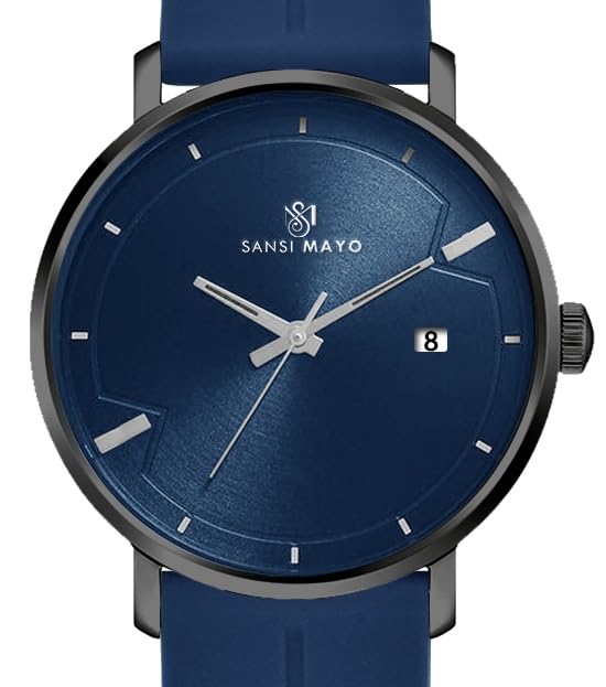 Image of Analog Watch for Men with Silicone Band | Magnetic Lock Strap | Japanese Quartz Movement | Water Resistant | Formal & Casual Wristwatch Gift