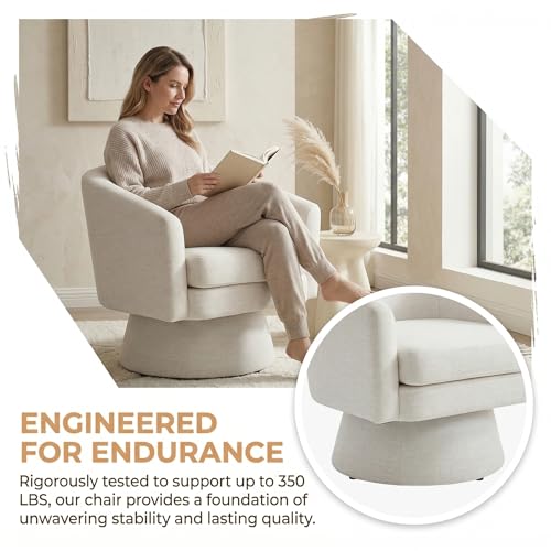 Sillón redondo cómodo beige de tela miniatura 3