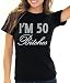 Womens 50th Birthday Shirt Ladies - I'm 50 Bitches T-Shirt - 50th Birthday Party - Large Black Tee(Im50btcs RS) BLK/LRG